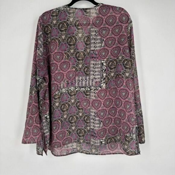 Apt 9 Floral Blouse Embroidered V Neck Long Sleeve Paisley Sheer Boho Size 2X - Picture 6 of 12